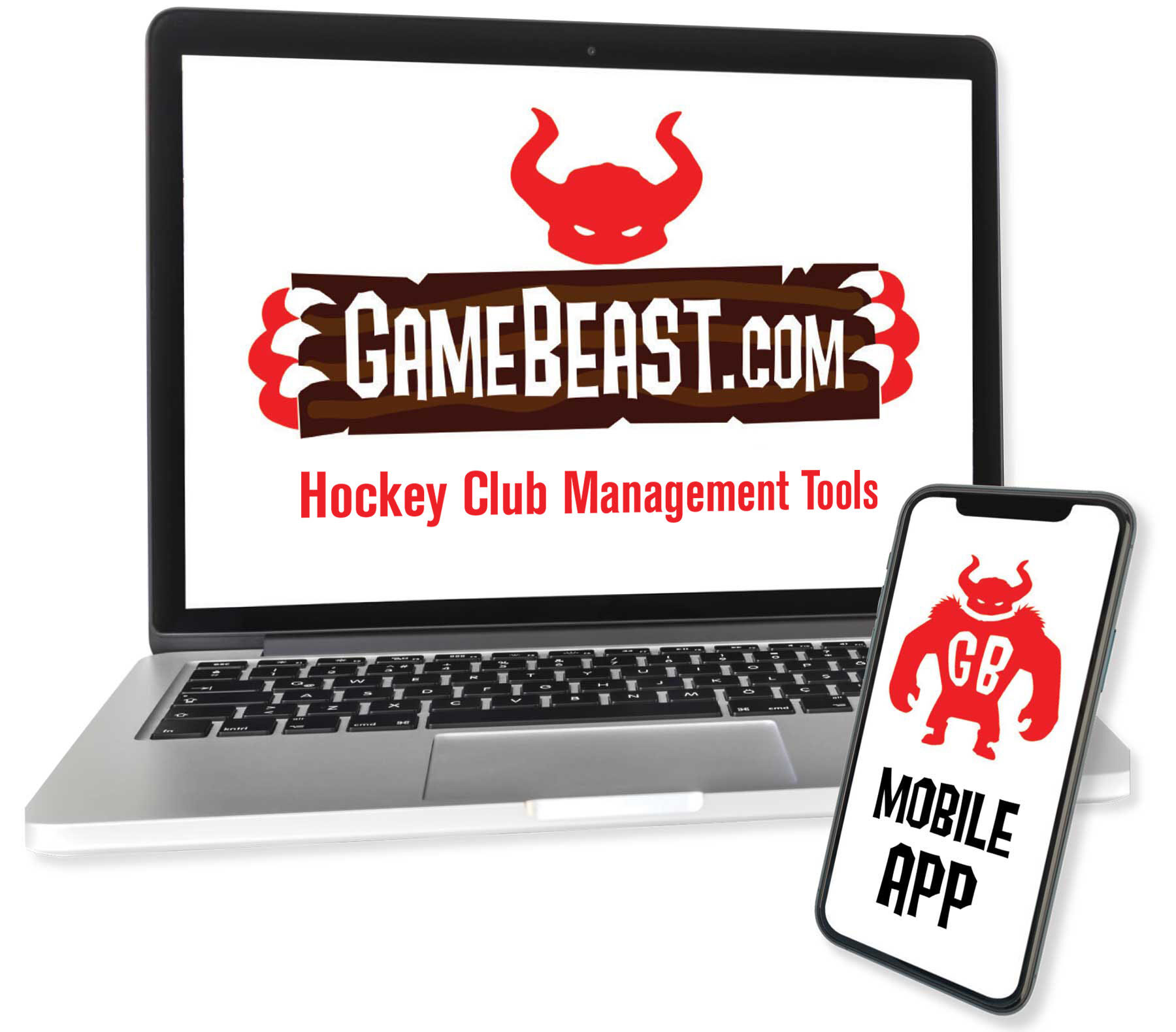 GameBeast-Software on a laptop computer and The GameBeast App